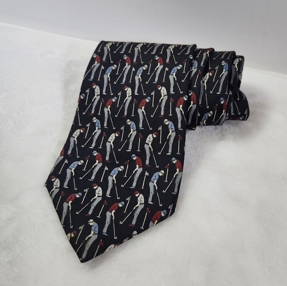 Jt Beckett Silk USA Golfers Sport Navy Blue Necktie - Picture 1 of 10